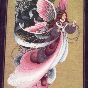 PDF + SAGA Kruissteekpatroon Fairy Dreams Engel Roze Kruissteekpatroon Vrouw Dame Natuur Bos Roze Borduurschema Engel borduurwerk
