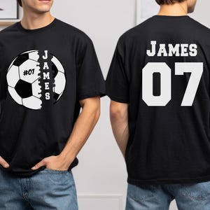 Camisetas de fútbol personalizadas, camiseta unisex con nombre y número divertidos impresos, ropa deportiva para el día del partido, regalo para fanáticos, regalo para amantes del deporte con letras gráficas.