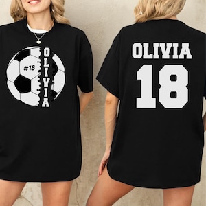 Camisetas de fútbol personalizadas, camiseta unisex con nombre y número divertidos impresos, ropa deportiva para el día del partido, regalo para fanáticos, regalo para amantes del deporte con letras gráficas.