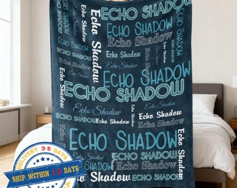 Custom Kids Name Blanket, Personalized Audlts Flannel Blanket with Name, Custom Text Blanket Gift for Christmas/Baby Shower/Newborn/Birthday