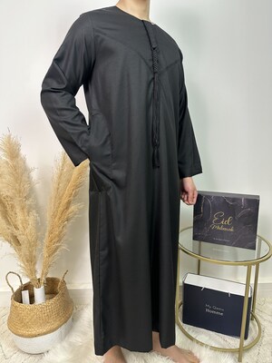 Qamis Homme Musulman Style Caftan Marocain - Tunique Ample En Coton Avec Poches, Manches Longues