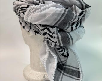 Sciarpa kefiah palestinese Kufiya shemagh sciarpa tradizionale nera e bianca