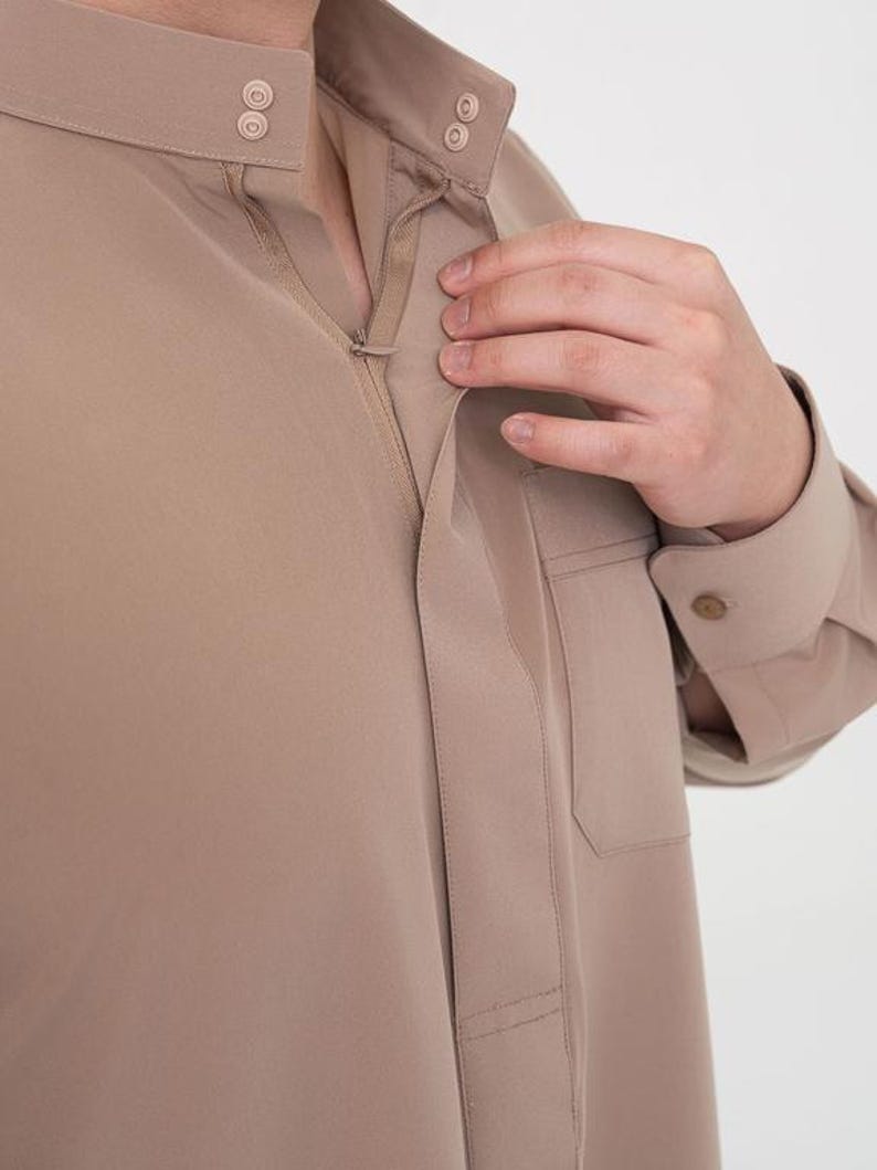 Saoedische Qamis - Moslim kamis met kraag voor heren - Elegante islamitische kleding, ideaal voor Ramadan, Eid of bruiloften - Eid-cadeauset afbeelding 11