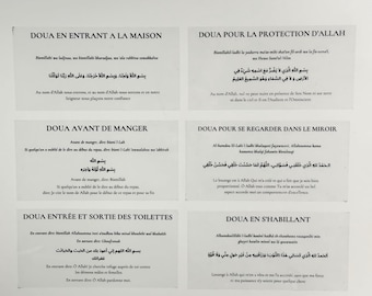 Sticky Doua Cards Islamic gift invocation to offer for Eid Ramadan dua upon waking up, dua before sleeping, duaa upon leaving the house