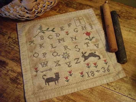 Primitive Cross Stitch Pattern 1836 Spring Tyme Sampler Pdf Etsy