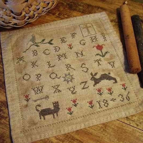 Primitive Cross Stitch Pattern 1836 Spring Tyme Sampler PDF ePattern Instant Download