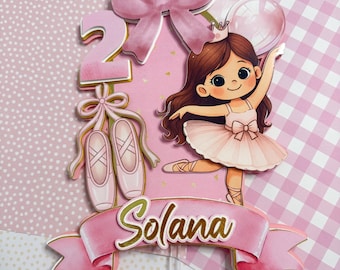 Ballerina CakeTopper, Ballet Birthday Decor, Ballet Dancer, Ballet CakeTopper, Pink tutu, Ballet Party decor, Girl Birthday Topper