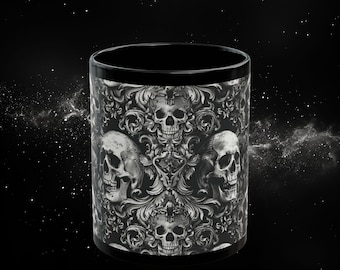 Twilight Reverie: Symmetrical Gothic Skull Mug