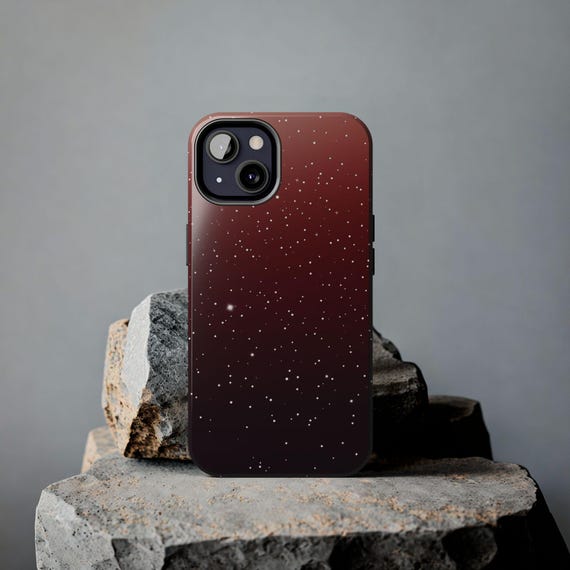 Galactic Stars Protective Phone Case Maroon Gradient Space and