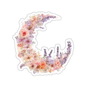 Sticker jardin au clair de lune : croissant de pétales célestes en fleurs