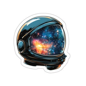 Adesivo de capacete de astronauta galáctico com corte de beijo