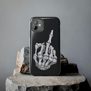 Skeleton Bird Gothic Middle Finger Tough Phone Case