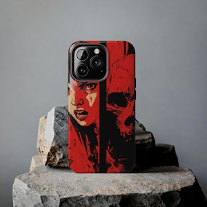 Crimson Shadows: Dual Panel Comic Strip Woman & Skull Tough Phone Case