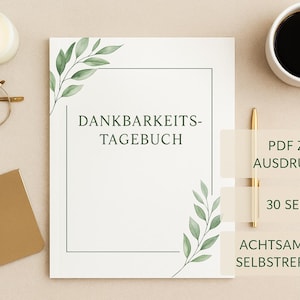 Gratitude Journal PDF | Digital Journal to Print | Mindfulness & Self-Reflection | 30 Days | Printable in German