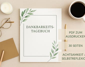 Gratitude Journal PDF | Digital Journal to Print | Mindfulness & Self-Reflection | 30 Days | Printable in German