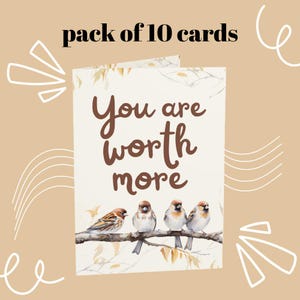 10-pack wenskaarten: je bent meer waard dan veel mussen | Sympathiekaart | Bijbeltekst | Christelijke kunst | Upski