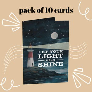 10er Pack Grußkarten - Let Your Light Shine | Aufmunterungskarte | Bibelstelle | Christliche Kunst | Upskie