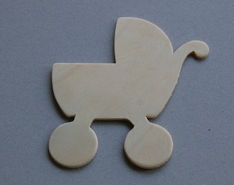 Large Baby Carriage Wooden Piece