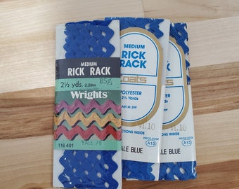 VINTAGE ~ Wright's or COATS Medium Rick Rack ~ Yale 78/  9 Yale blue