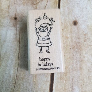 Santa HAPPY HOLIDAYS stampin up stamp - retired - 2003