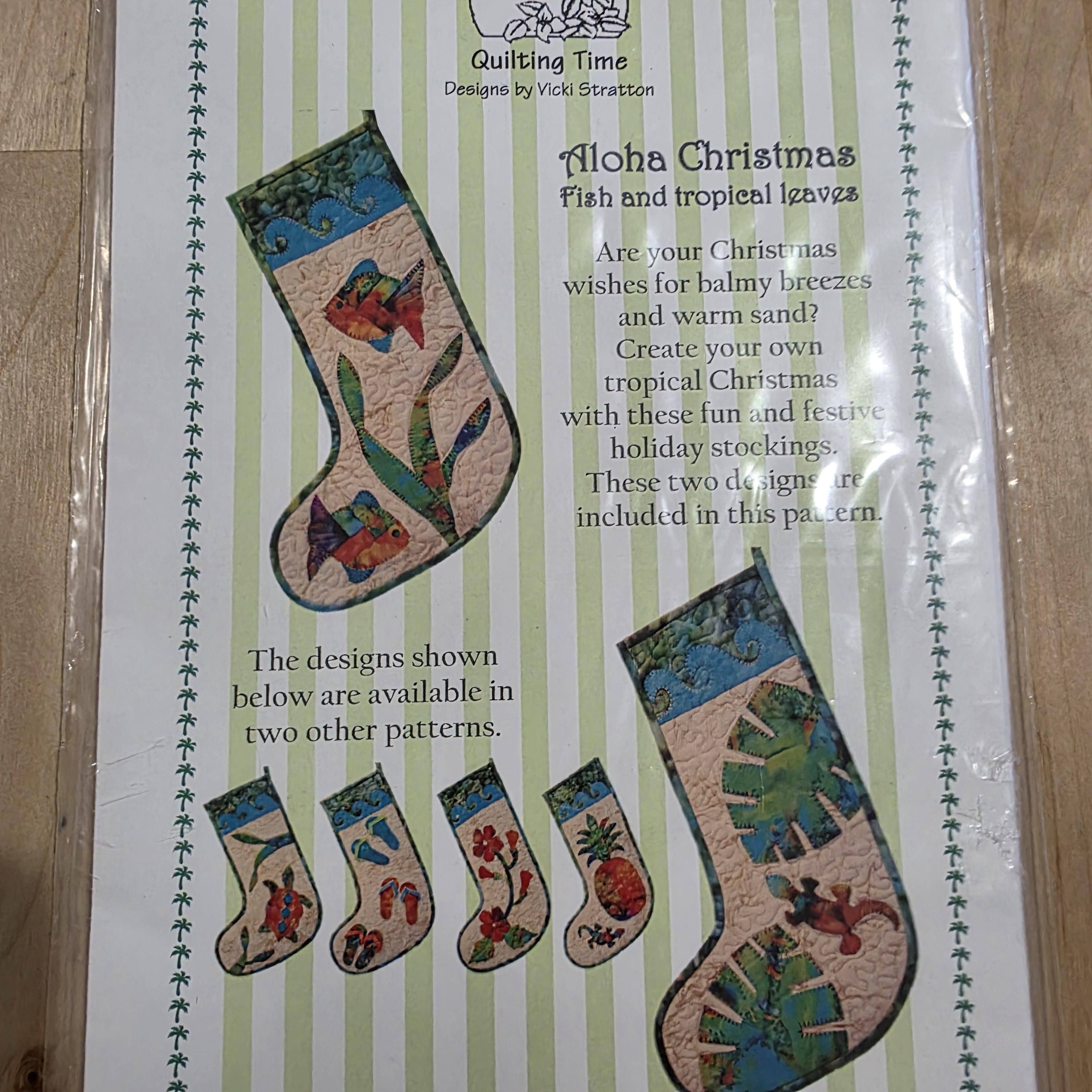 ALOHA CHRISTMAS ~ Fish & Tropical Leaves Christmas Stocking Pattern ...