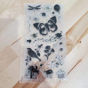 Conjunto de carimbos de tinta transparente fotopolímero 22 peças - uso em bloco de acrílico