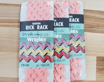 VINTAGE ~ Wright's Medium Rick Rack ~ Peach 60