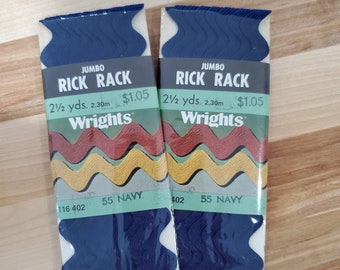 VINTAGE ~ Wright's Jumbo Rick Rack ~ Navy 55