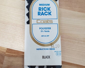VINTAGE ~ Coats Medium Rick Rack ~ Black