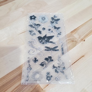 Conjunto de carimbos de tinta transparente fotopolímero 18 peças - uso em bloco de acrílico