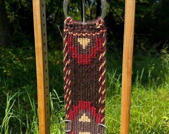 30" Hand-Tied Mohair Horse Cinch: Maroon, Dark Brown & Sandstone, Handcrafted Stainless Steel Buckles. Western Ranch Riding, Barrel Racing
