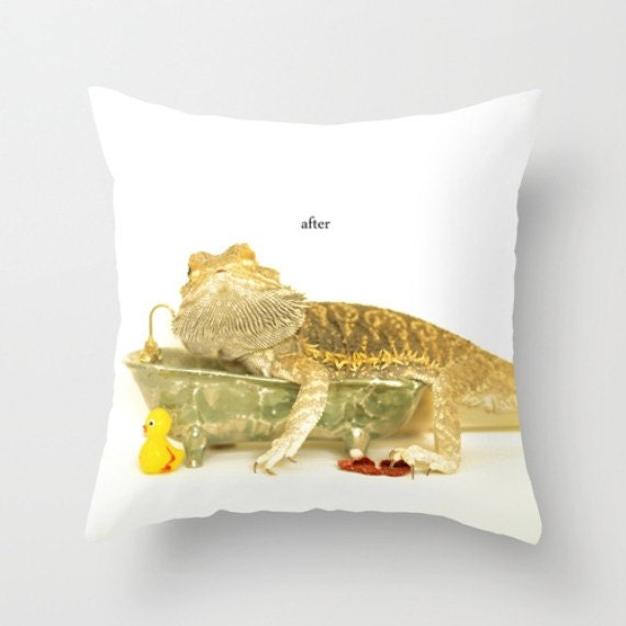 Bearded Dragon As An Adult In The Tub Pillow Cover Etsy