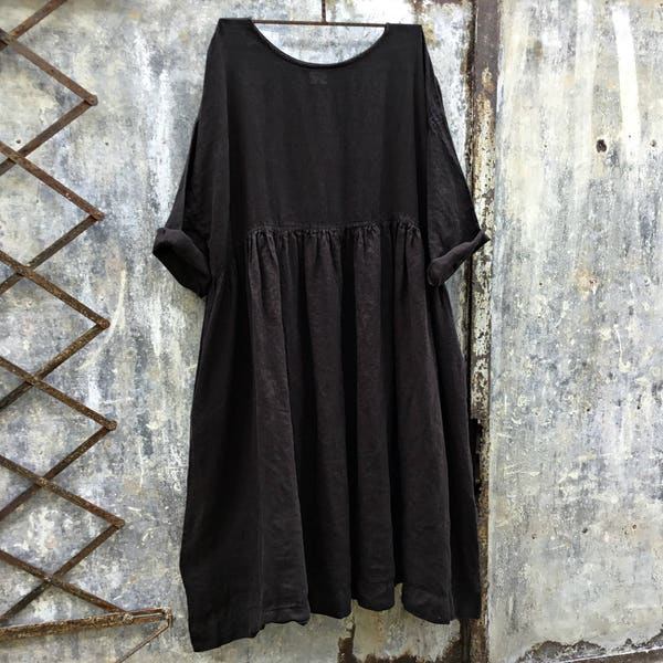 Sarah Black Linen Dress
