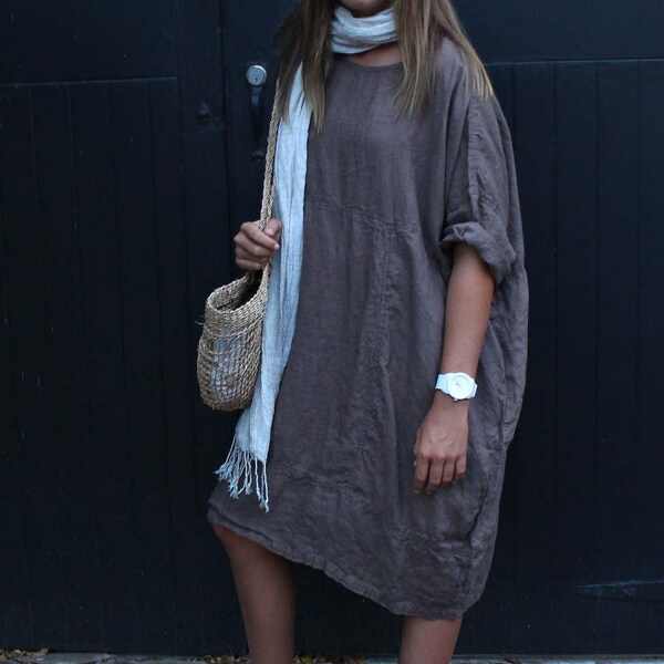 Chocolate Summer Linen Dress