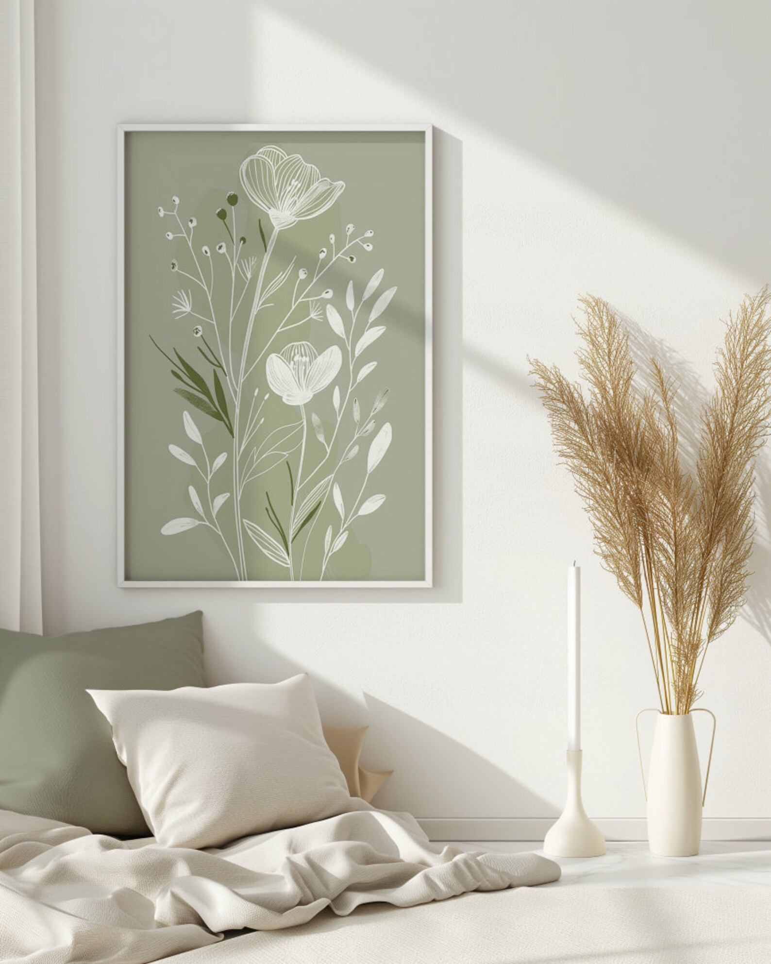 Set of 3 Wall Prints, Green Wall Art, Sage Green Wall Prints, Green