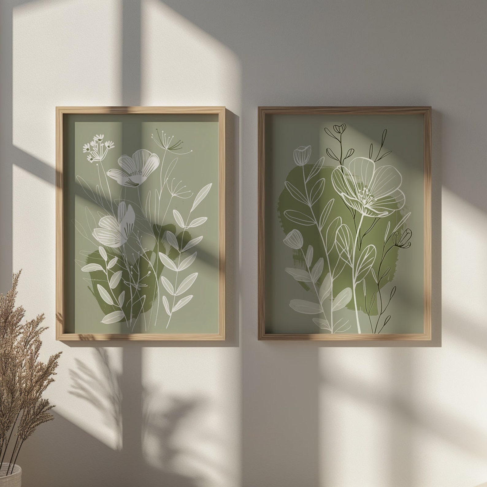 Set of 3 Wall Prints, Green Wall Art, Sage Green Wall Prints, Green