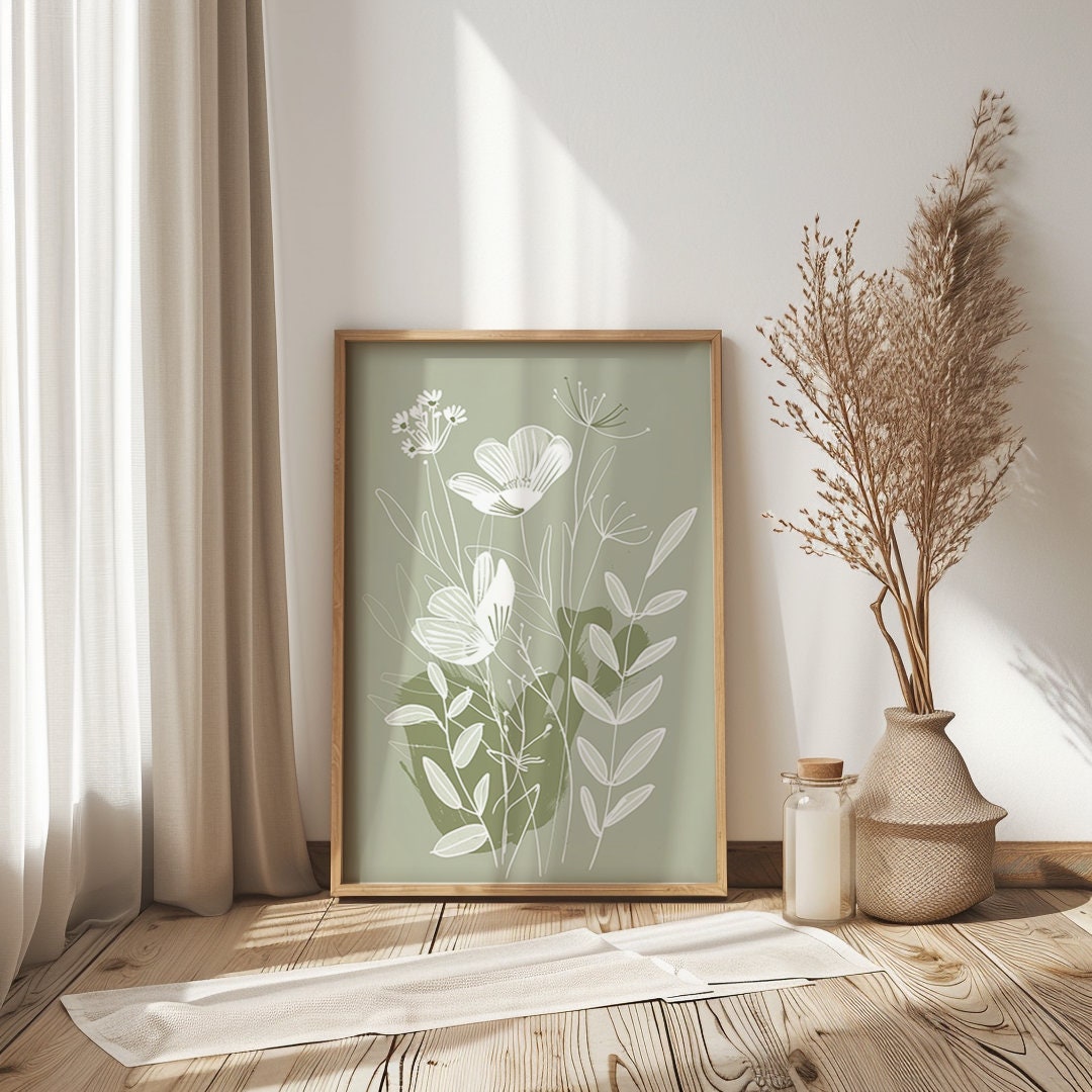 Set of 3 Wall Prints, Green Wall Art, Sage Green Wall Prints, Green