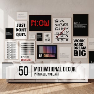 Lot de 50 affiches de citations motivantes, citations motivantes, peinture murale inspirante, lot de 50 citations inspirantes, décorations imprimables
