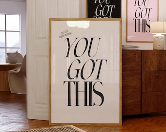 Lámina con cita motivacional, póster "Tú puedes", arte mural inspirador para oficina, dormitorio universitario o como regalo.