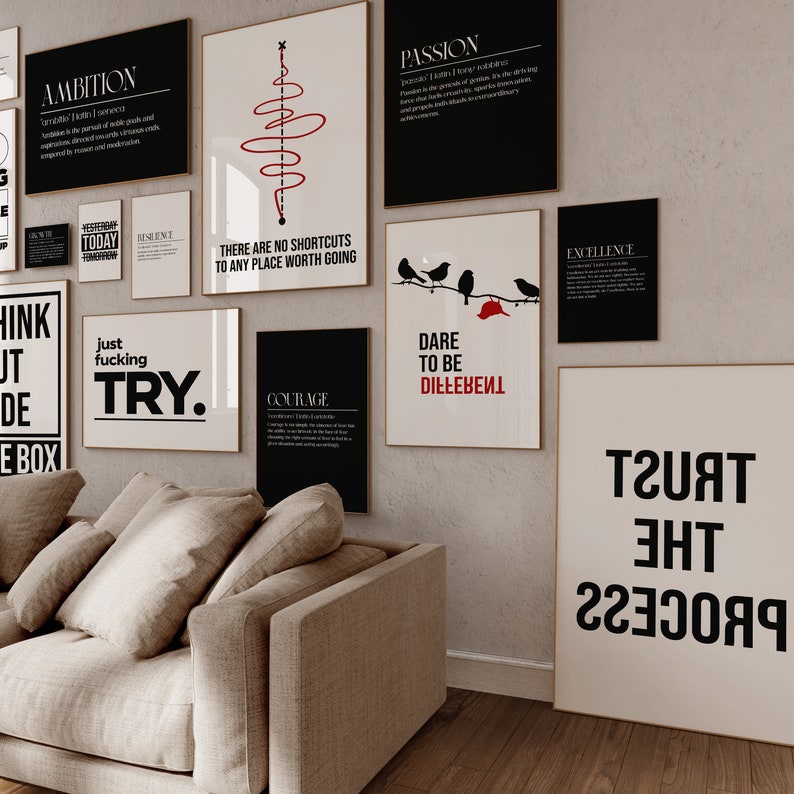 50 impressions d'art avec citations motivantes : décoration murale minimaliste (téléchargement numérique) image 4