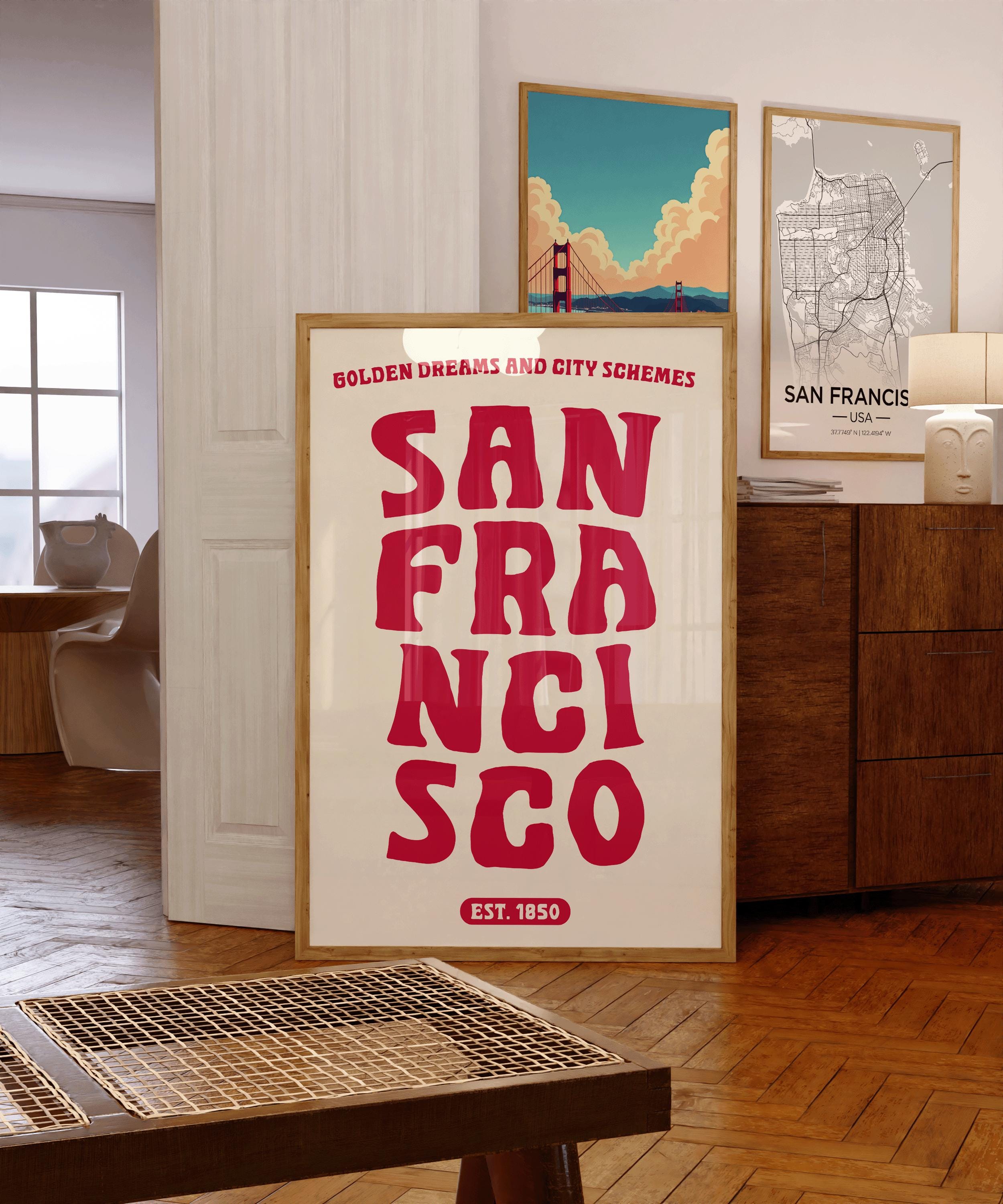 San Francisco Poster, San Francisco City Map Wall Art, San Francisco Vintage Travel Poster, San Francisco Travel Print, San Francisco Print