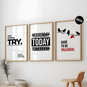 Motivational Quotes Posters 3 Pack, Motivation Quotes Art Inspirational Wall Print Painting, Inspirational Quotes Set of 3 Printable Posters