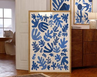Matisse Poster Blue, Blue Trendy Wall Art, Matisse Decor Apartment Aesthetic Blue, Matisse Blue Retro Trendy Poster, Henry Matisse Wall Art