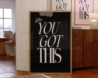 Póster motivacional para pared "You Got This", impresión tipográfica llamativa, decoración para oficina o dormitorio, regalo de ánimo.