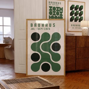 Green Bauhaus Print, Bauhaus Wall Art Green Printable, Green Geometric Art, Bauhaus Ausstellung Poster, Bauhaus Exhibition Green Art Print