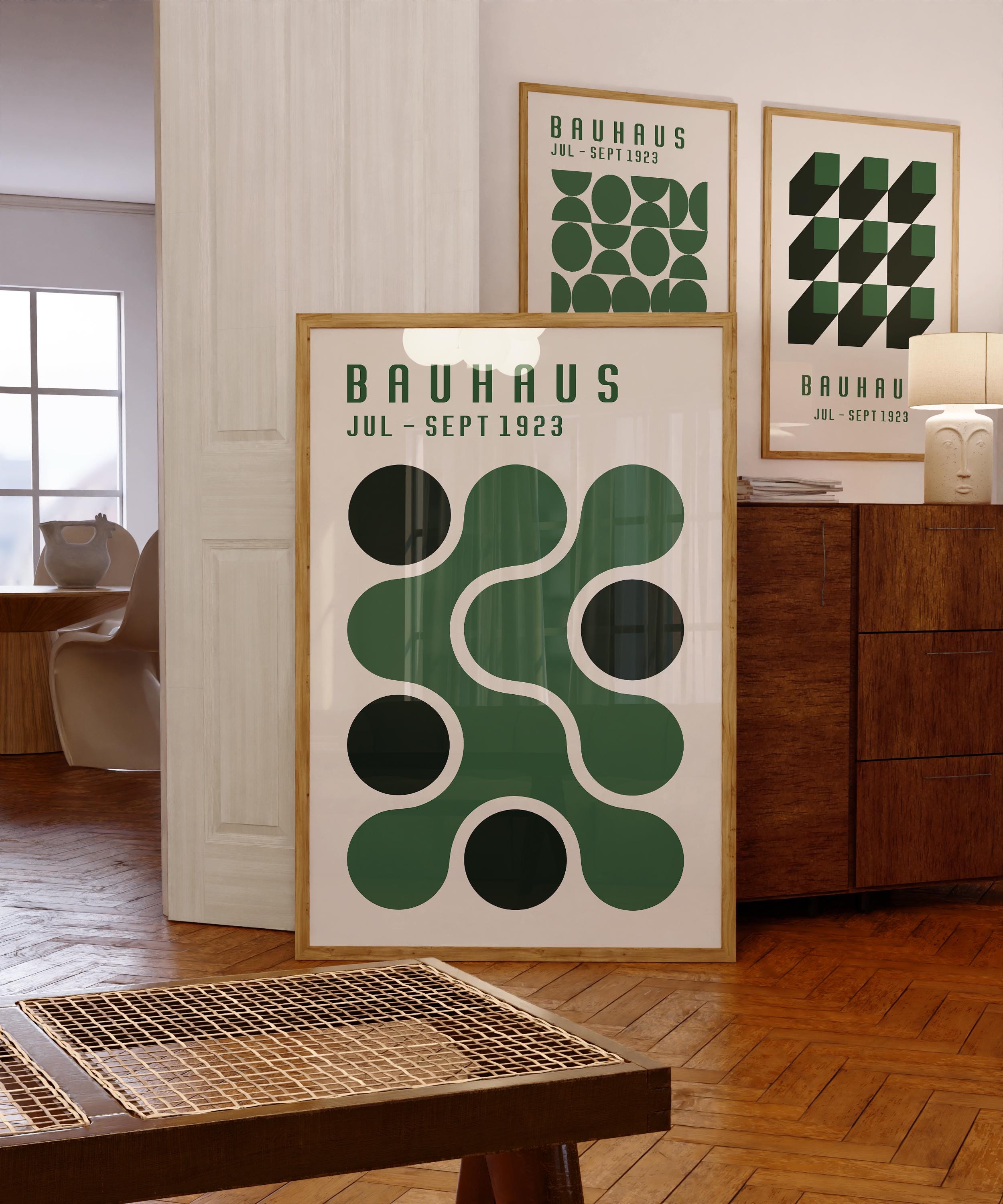 Green Bauhaus Print, Bauhaus Wall Art Green Printable, Green Geometric Art, Bauhaus Ausstellung Poster, Bauhaus Exhibition Green Art Print