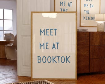 Book Lover Wall Art, Meet Me At BookTok Poster, Vintage Typography Print, Reading Nook Decor, Bookish Home Decor