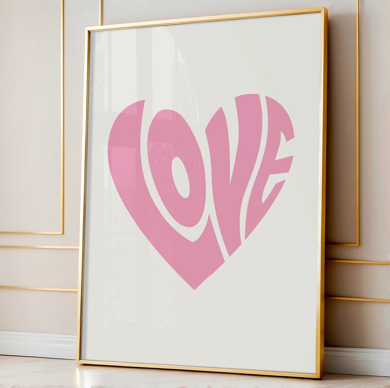 Love Heart Print Retro Blue Wall Art Preppy Room Decor Y2K Aesthetic love-heart-print-retro-blue-wall-art-preppy-room-decor-y2k-aesthetic