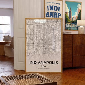 Indianapolis stadskaart afdrukken Indianapolis Wall Art Home decor kaart Indianapolis print typografie kunst Indianapolis poster afdrukbare muurkunst