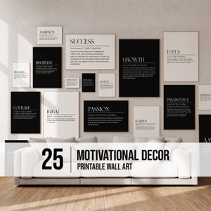Motivationsposter 25er Pack, Motivation Wortkunst Zitate Wanddruck Gemälde, Motivationsset von 25 Postern, Motivationswand 25 Art Bundle